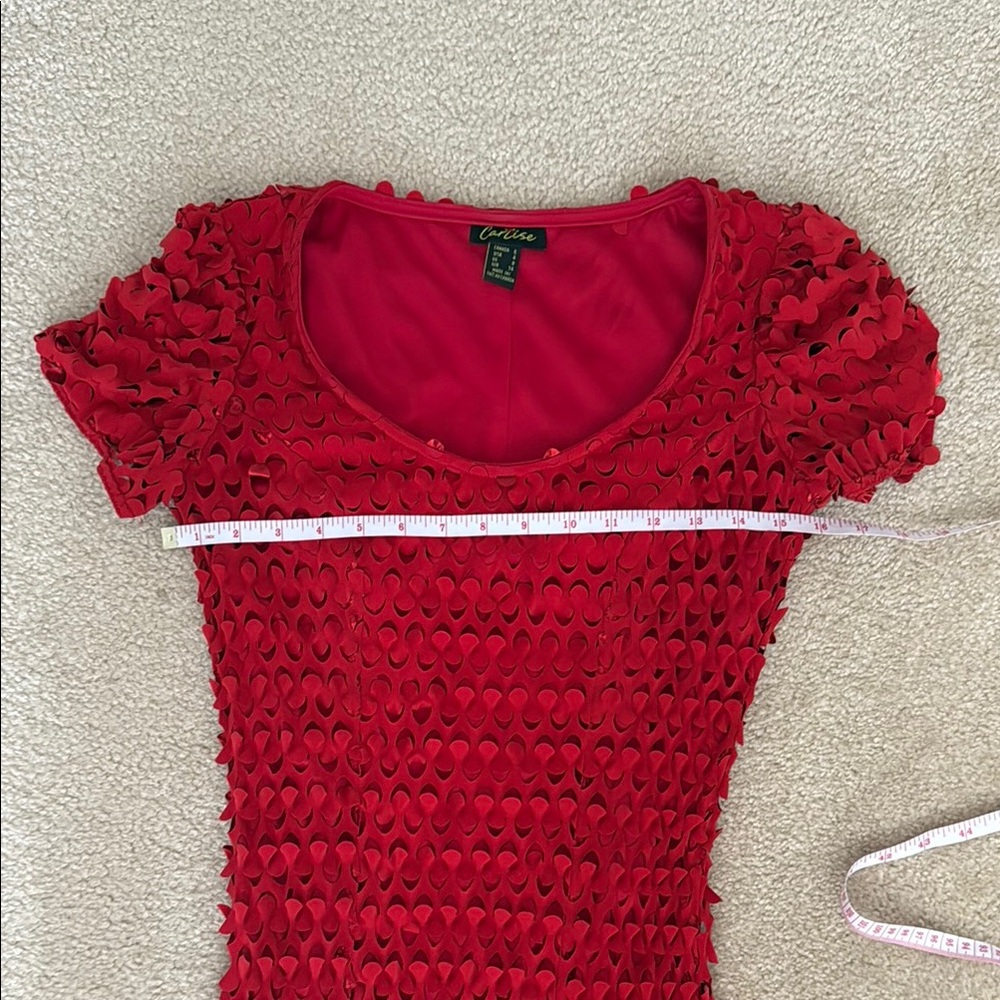 Chic Red Textured Dress - Picture 2 of 6